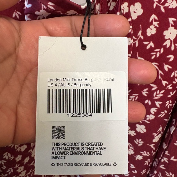 Princess Polly Burgundy Floral Mini Dress,Size 4 - Picture 9 of 11